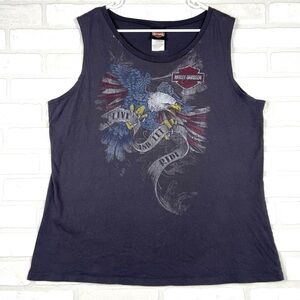 Vintage‎ Motor Harley-Davidson Women's Sleeveless Charcoal Graphic Tank Size XXL